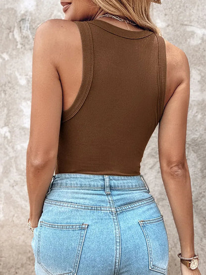 Round Neck Built-in Bra Ribbed Tank Top/Ribbed Built-in Bra Tank Top