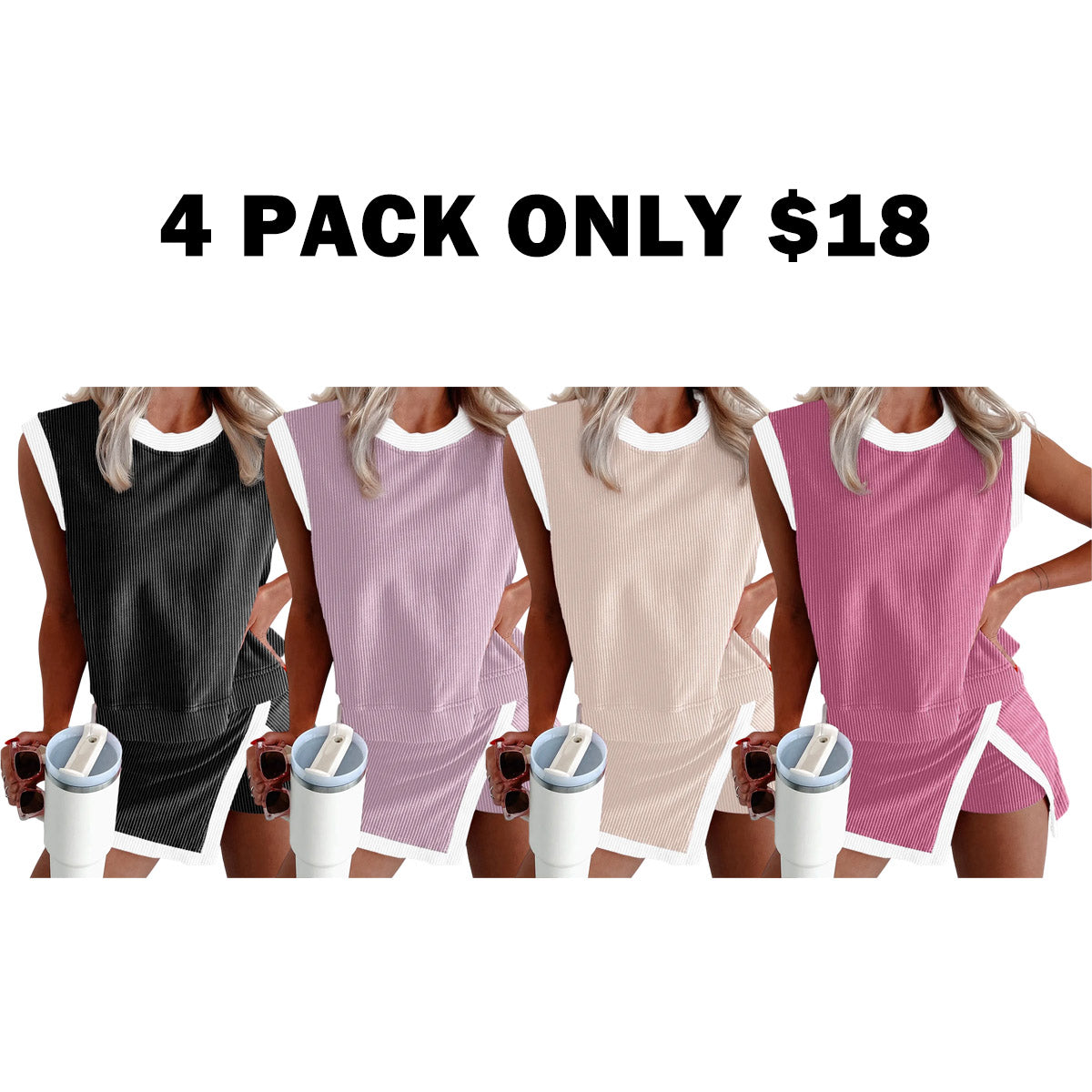 Women's Crewneck Ribbed 2-Piece Sets