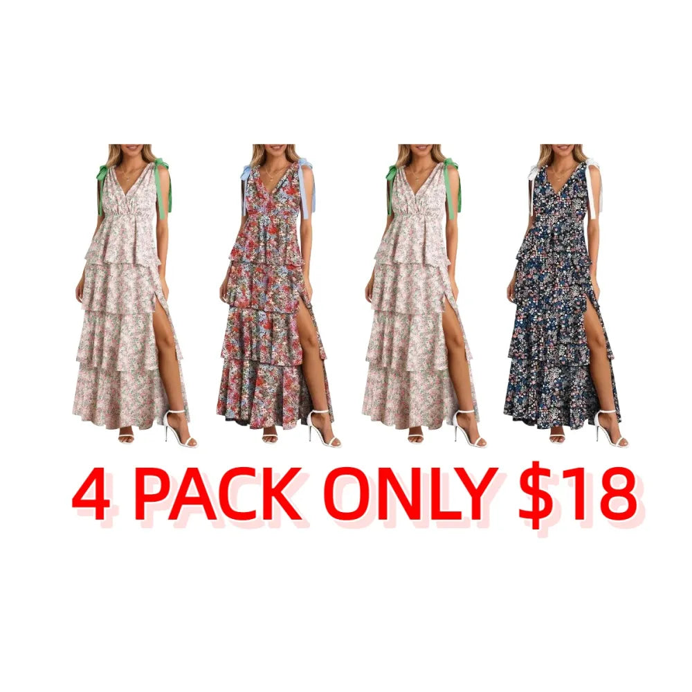 Dress Tie Strap Sleeveless V Neck High