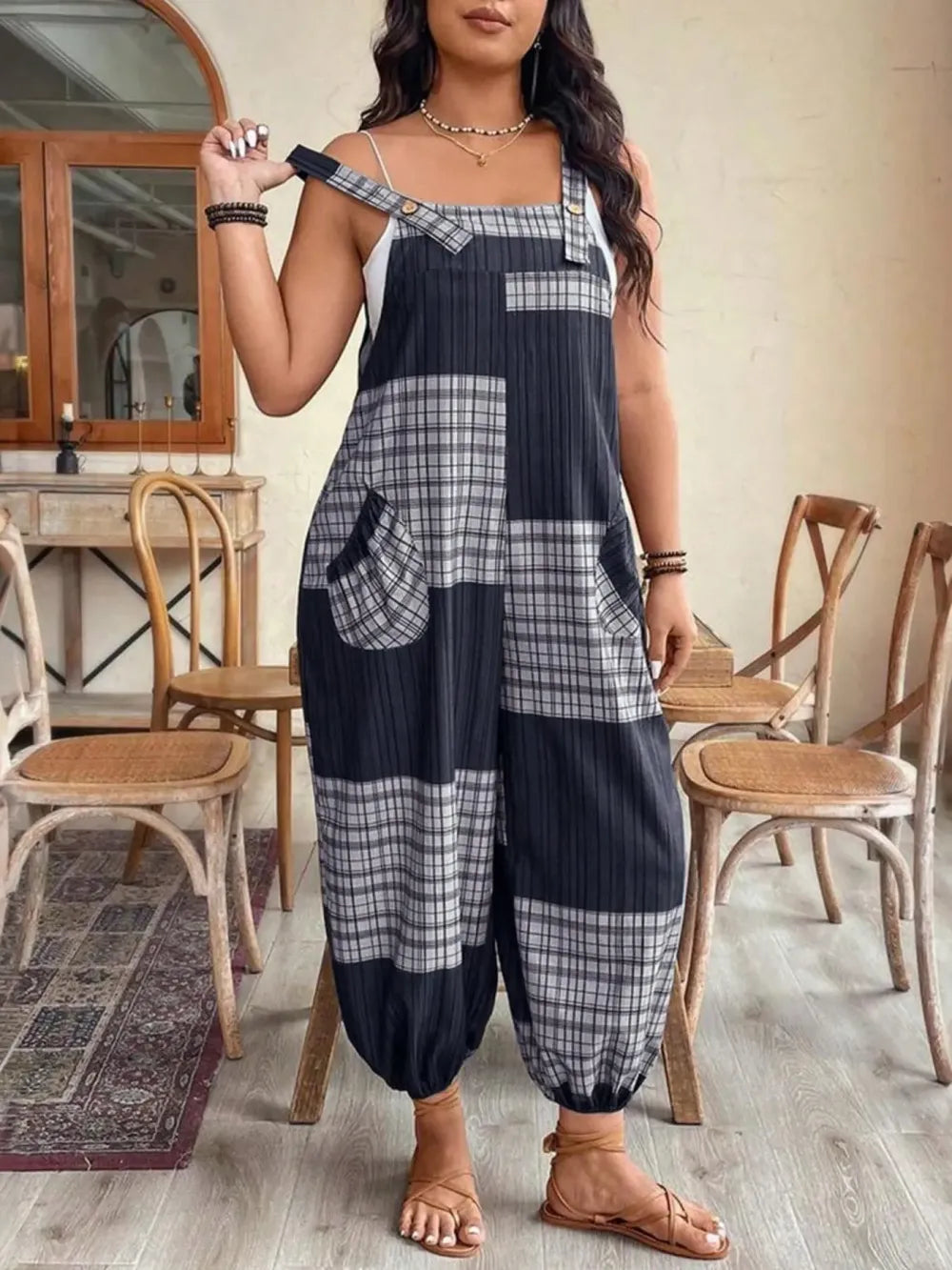 Plus Size Jumpsuit, Casual Comfy Sleeveless Jumpsuit