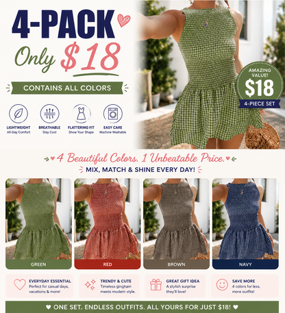 ⏰Hot Sale-Women'S Casual Fashion Sleeveless Short Dress🔥8-Pack - All Colors Included