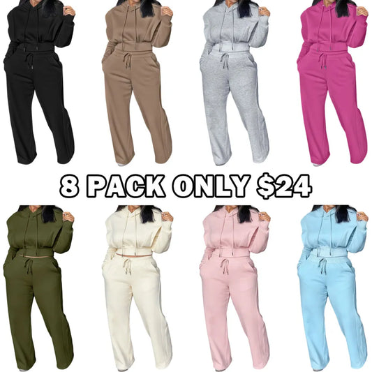 Long Sleeve Sweatshirt and Casual Wide Leg Sweatpants Set