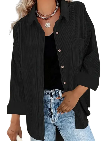 Women’s Preppy Collared Blouse – Minimalist 80s Style Button Down Shirt
