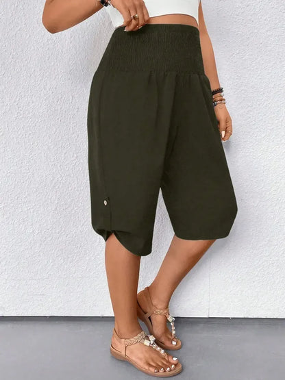 Women's Tummy Control High Waist Fitted Wide Leg Capri Pants