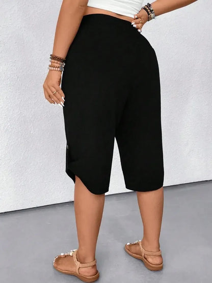 Women's Tummy Control High Waist Fitted Wide Leg Capri Pants