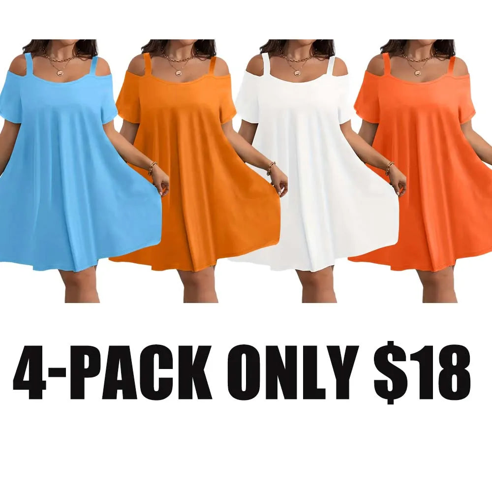 Plus Size Midi Dress Round Neck Short Sleeve