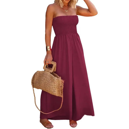 Women‘s Sleeveless Strapless Wide Leg Jumpsuits