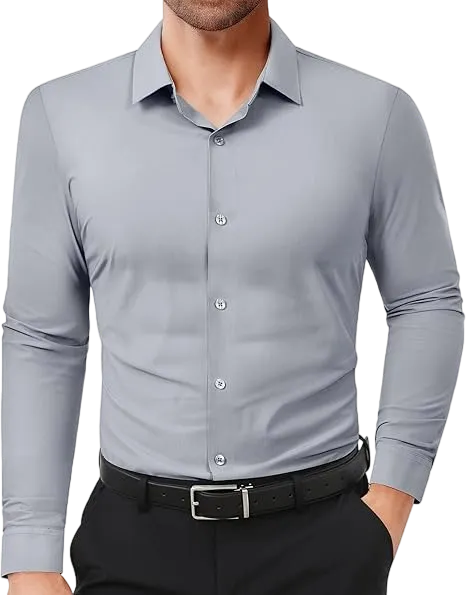 Men's 16-Way Stretch Slim Fit Long Sleeve Button Down Shirts