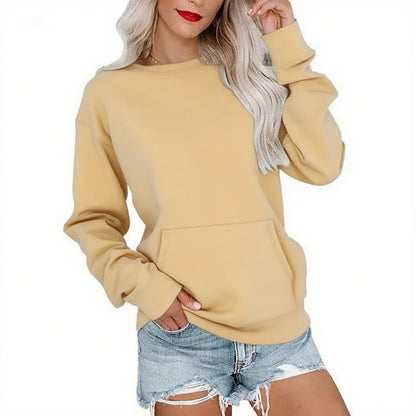 Womens Casual Long Sleeve Hoodless Crewneck Hoodie