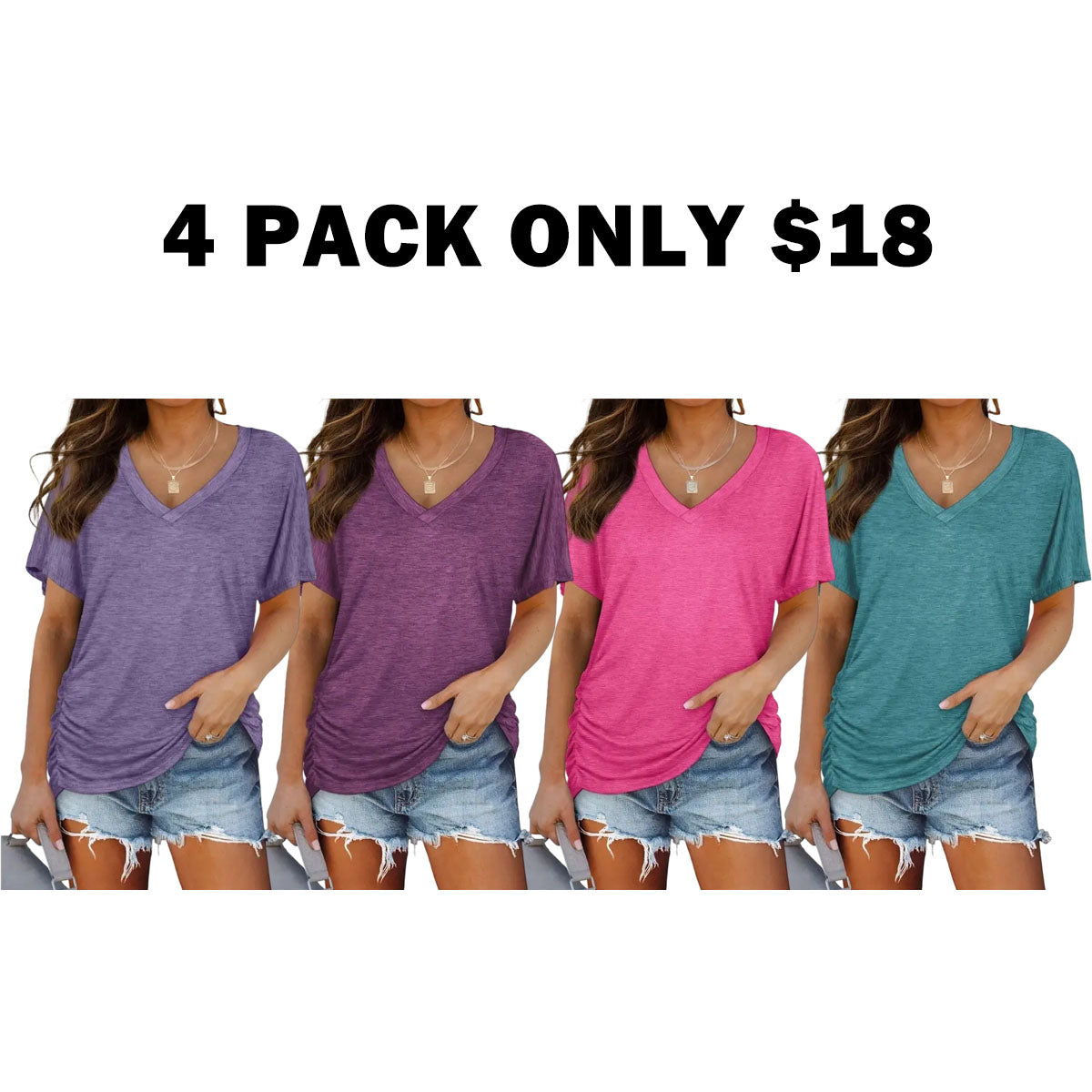 Women's Short Sleeve V Neck Dolman Tops