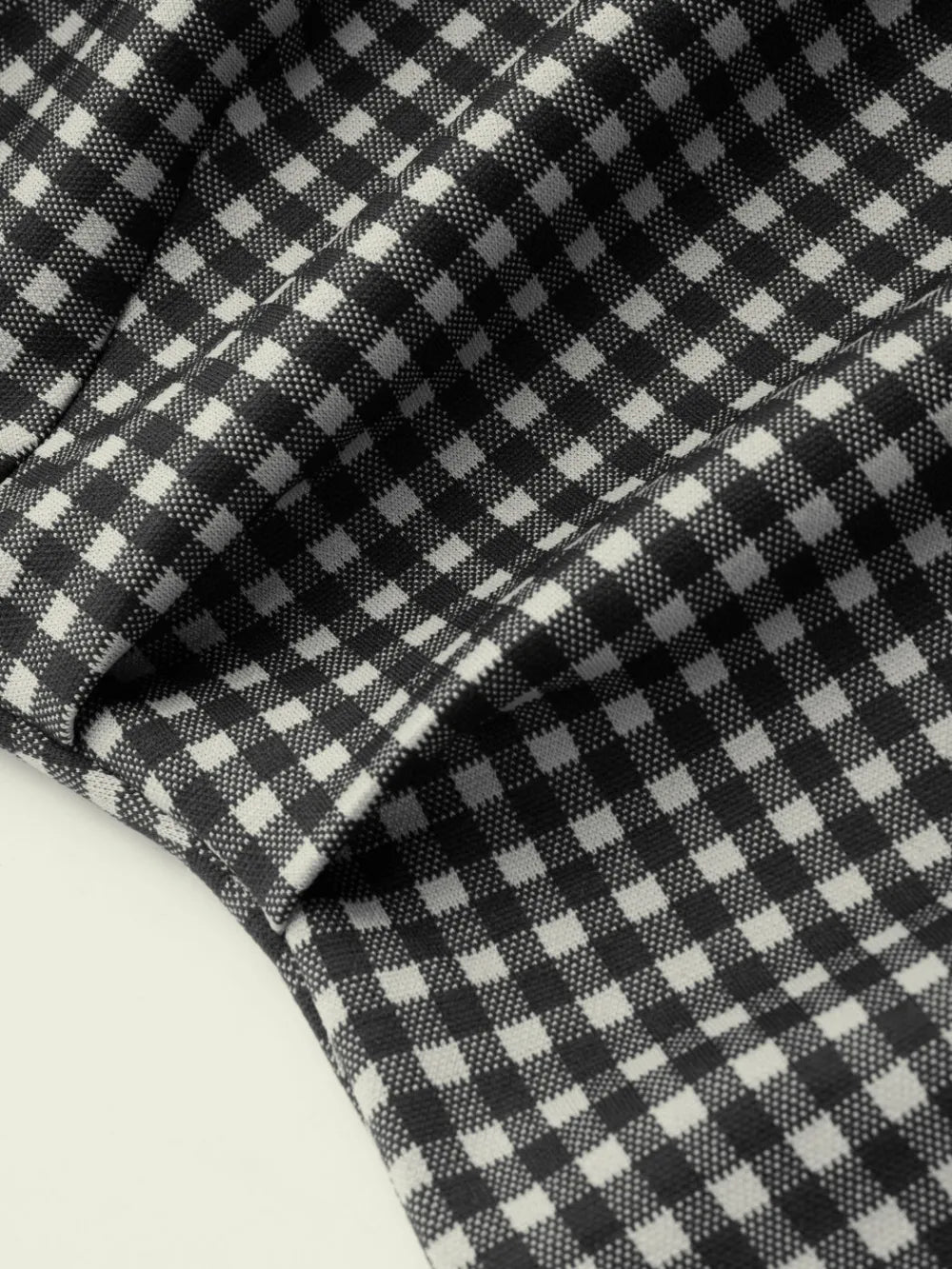 Boat Neck Gingham Bowknot Ruched Long Sleeve Top