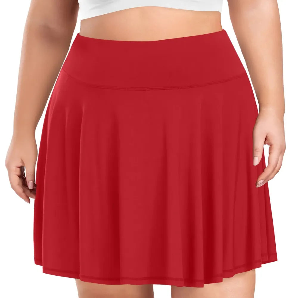 【Plus Size】 Pleated Tennis Skirt with Shorts