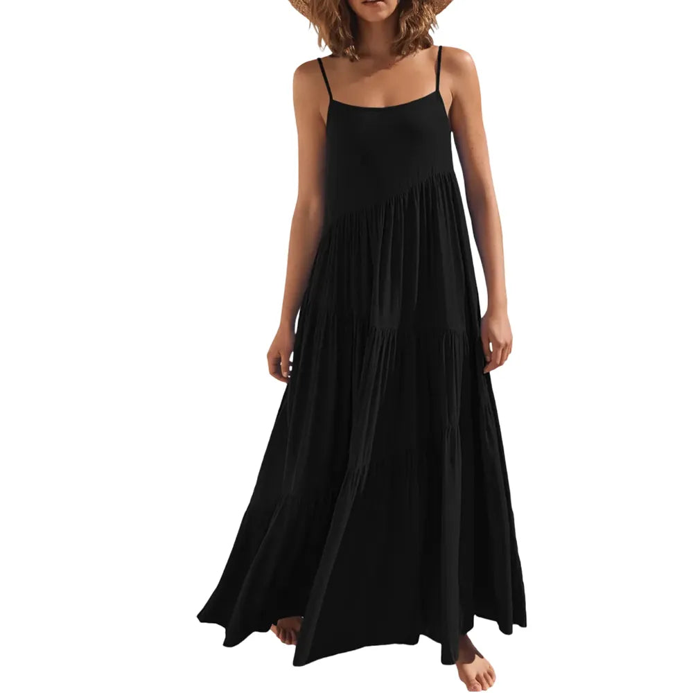 Asymmetric Tiered Style Sleeveless Beach Dress