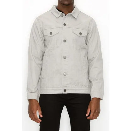 Essential Colored Denim Jacket - Classic Fit Long Sleeve Buttoned Pockets 100% Cotton Menswear Tops