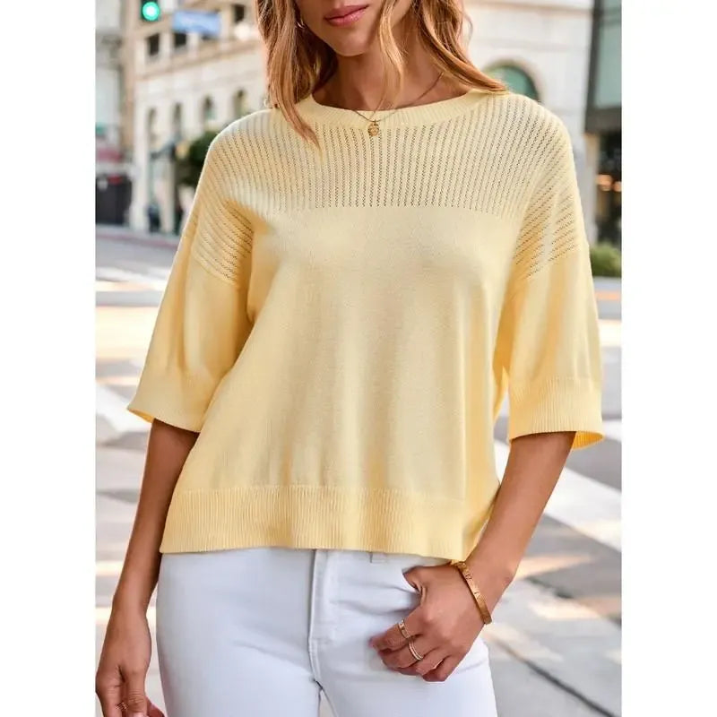 Women‘s Half Sleeve Casual Oversized Trendy Sweaters