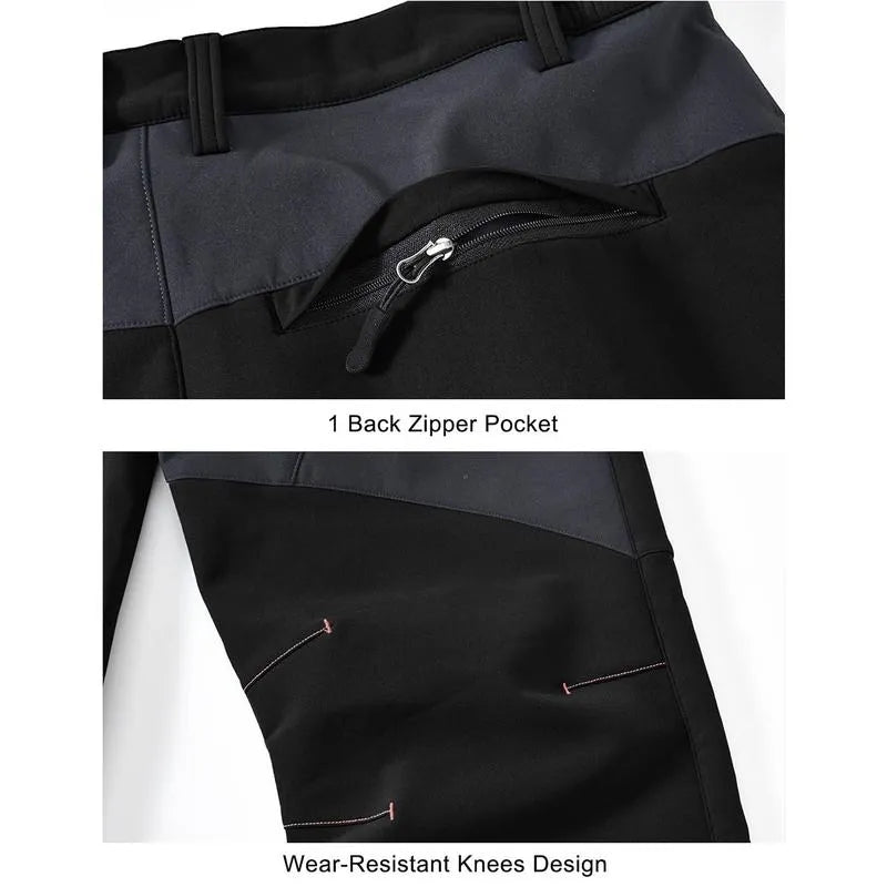Men's Waterproof Pants Insulated Cold weather Hiking Winter Snow Ski Softshell Outdoor Pants