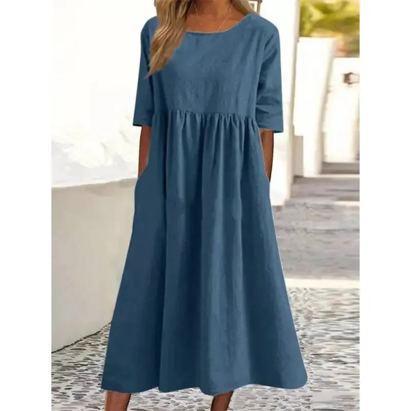 Summer New Cotton and Linen Casual Short Sleeve