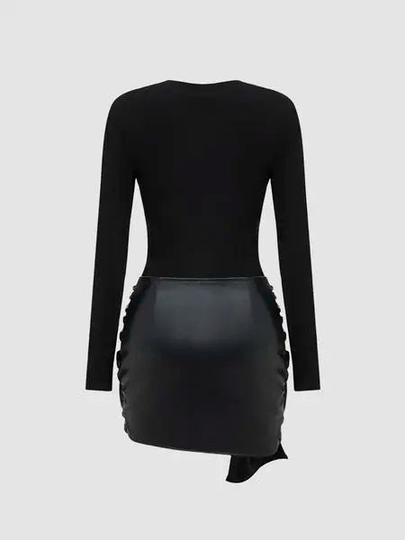 Women's Patchwork Knot Side Dress