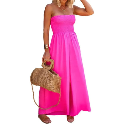 Women‘s Sleeveless Strapless Wide Leg Jumpsuits