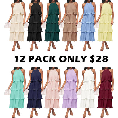 Women's 2026 Summer Sleeveless Chiffon Flowy Midi Dress