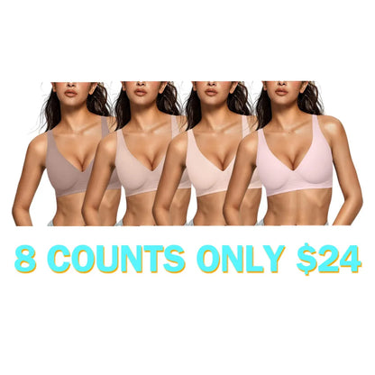 Women Wireless Seamless Bras Deep V No Underwire Push Up Bras