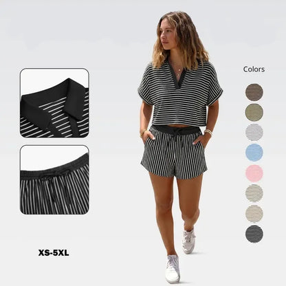 Women‘s Striped 2 Piece Short Sets