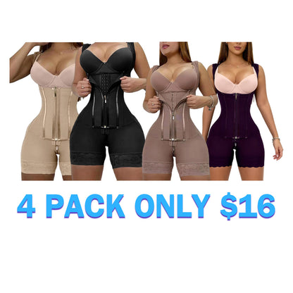 Women's Solid Color Zipper Corset Shapewear Romper