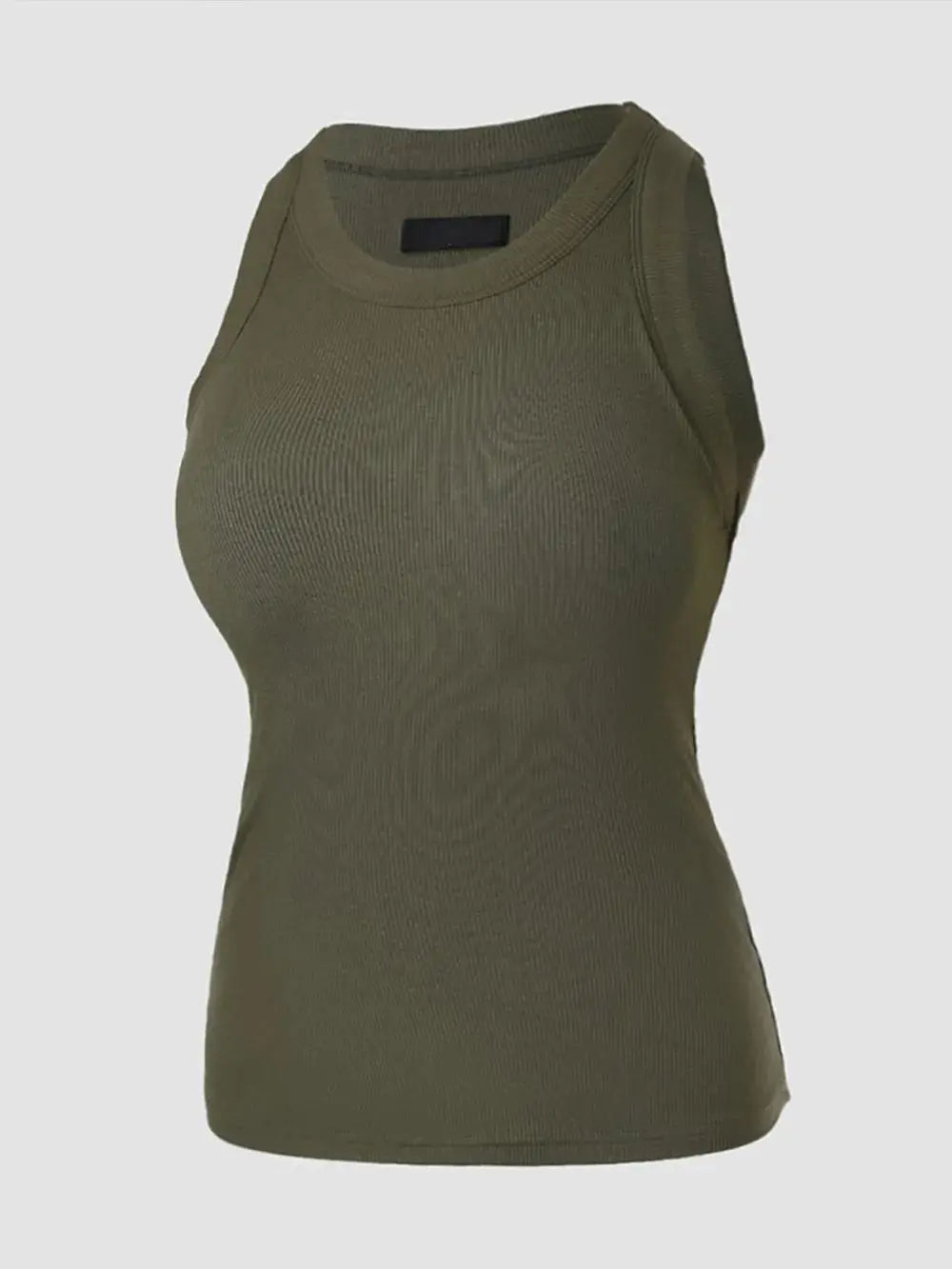 Round Neck Built-in Bra Ribbed Tank Top/Ribbed Built-in Bra Tank Top