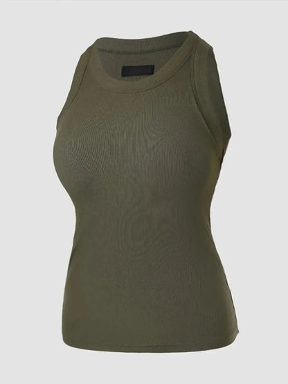 Round Neck Built-in Bra Ribbed Tank Top/Ribbed Built-in Bra Tank Top