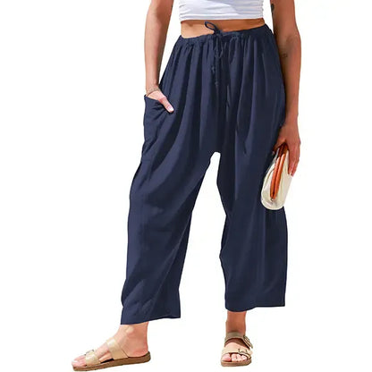 Women‘s Linen Blend Wide Leg Pants