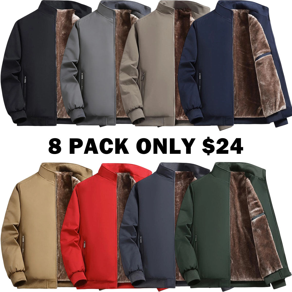 Men's Zip Up Thermal Lined Fleece Jacket