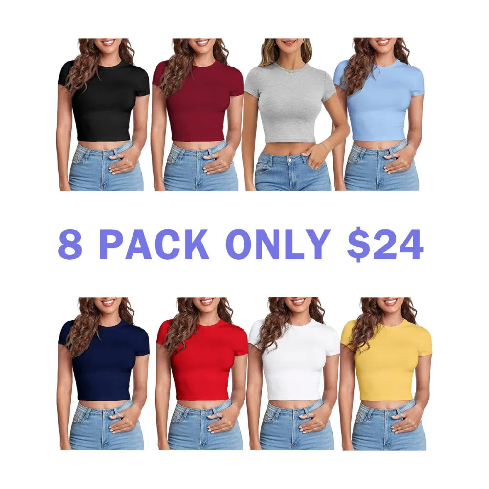 Women's Basic Casual Summer Crop Tee Tops