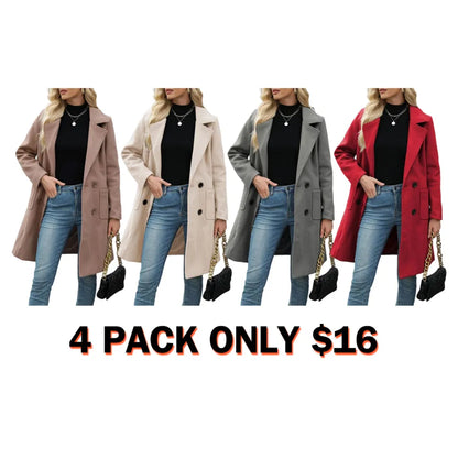 Women's Winter Wool Blend Camel Mid-Long Coat