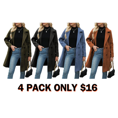 Women's Winter Wool Blend Camel Mid-Long Coat