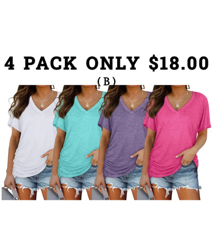 Womens Short Sleeve V Neck Dolman Tops