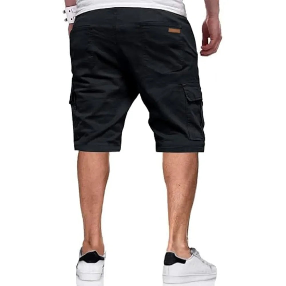 Street Style Three-Piece Set Men's Multi-Pocket Cargo Shorts