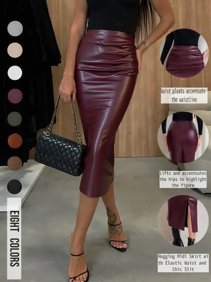 Women's Faux Leather Skirt