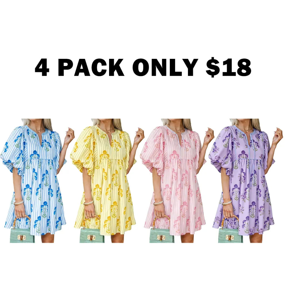 Women's Floral Striped Mini Dress