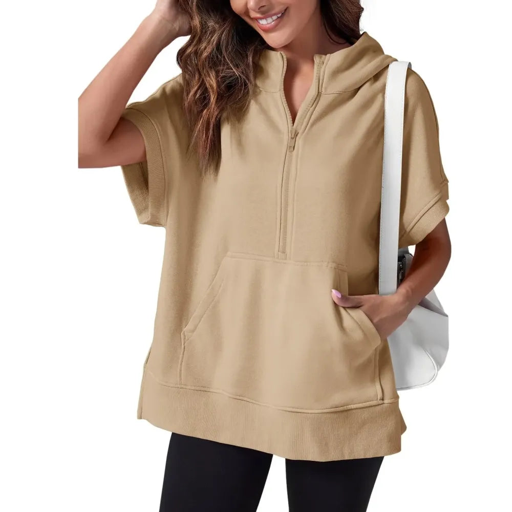 Women's Oversized Half Short Sleeve Casual Sweatshirts