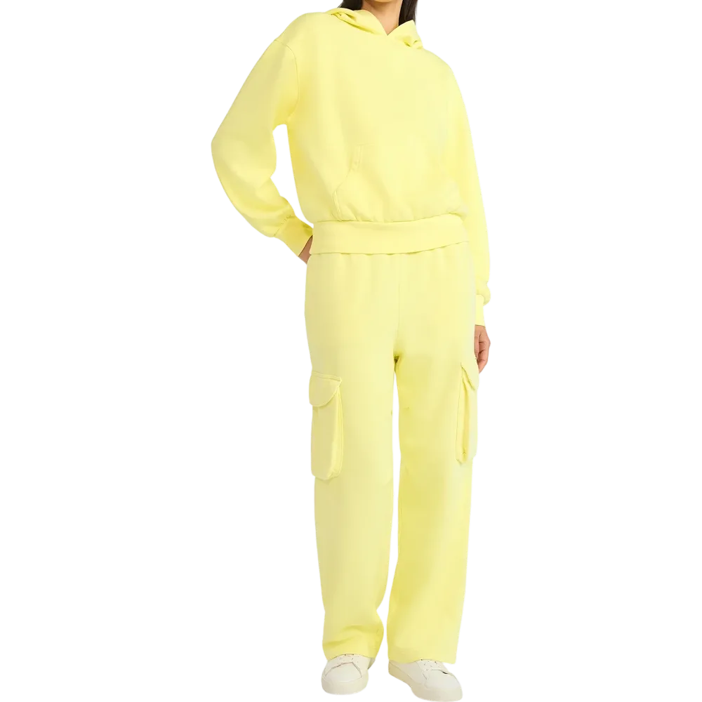 Mineral Washed Oversized Cropped Hoodie + Wide Leg Cargo Sweatpants