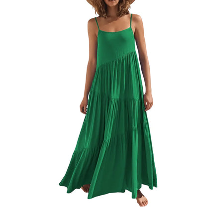 Asymmetric Tiered Style Sleeveless Beach Dress