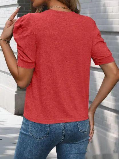 Women's Round Neck Puff Sleeve T-Shirt
