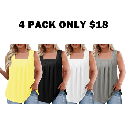 Loose Fit Summer Sleeveless Square Neck Tops
