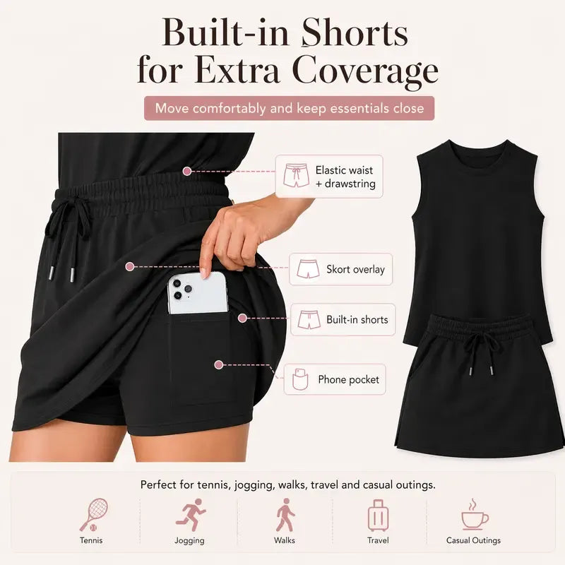 Two Piece Tennis Skirt Sets