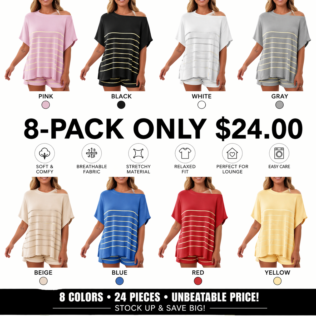 Women's Striped 2 Piece Outfits