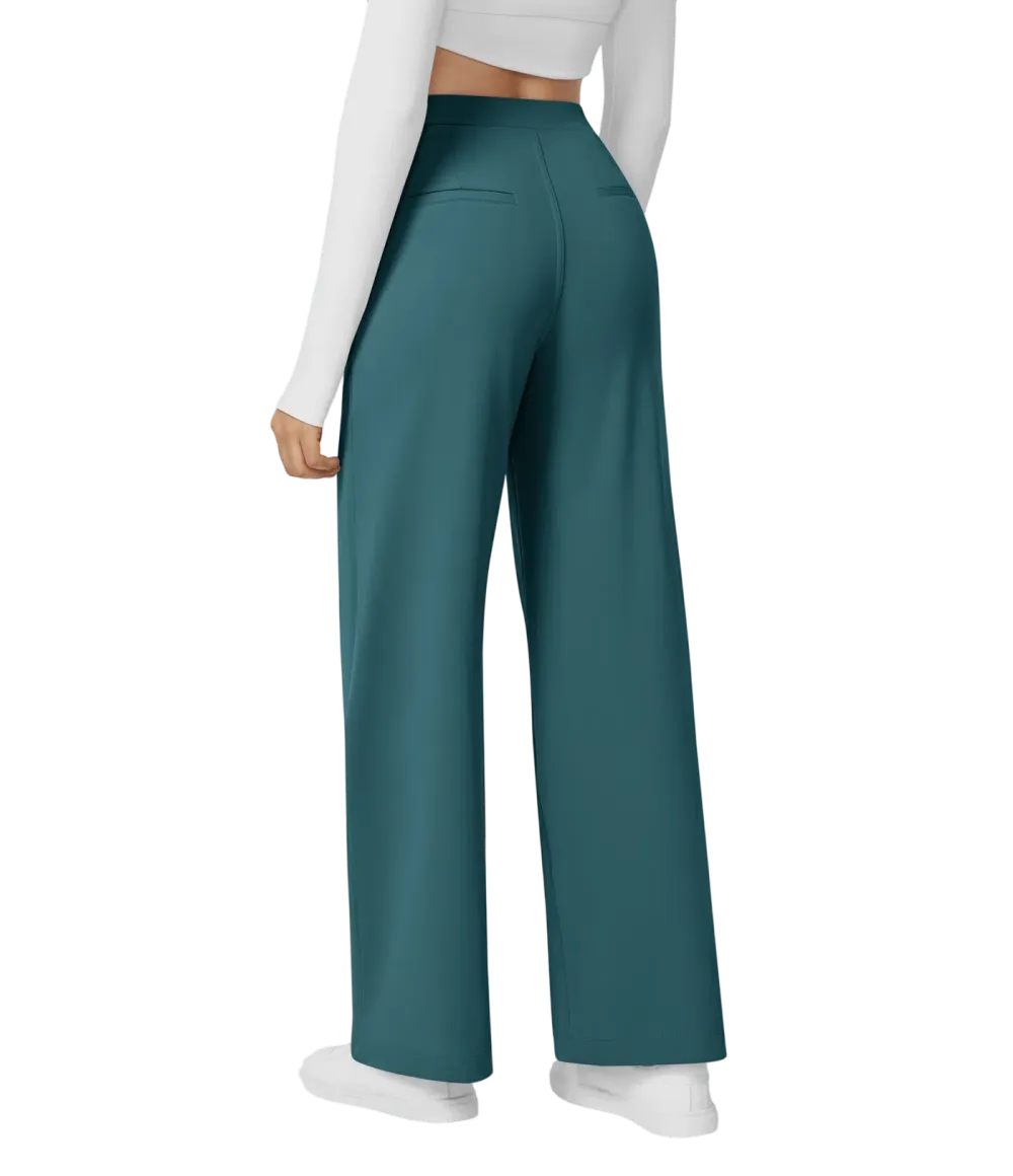 High Waisted Pocket Straight Leg Work Pants