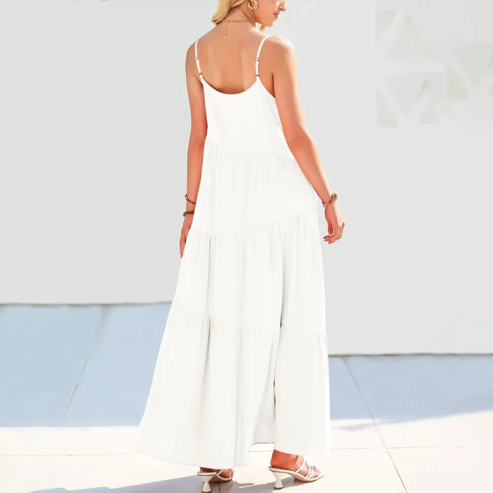 Asymmetric Tiered Style Sleeveless Beach Dress