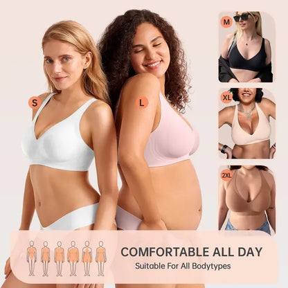 Women Wireless Seamless Bras Deep V No Underwire Push Up Bras