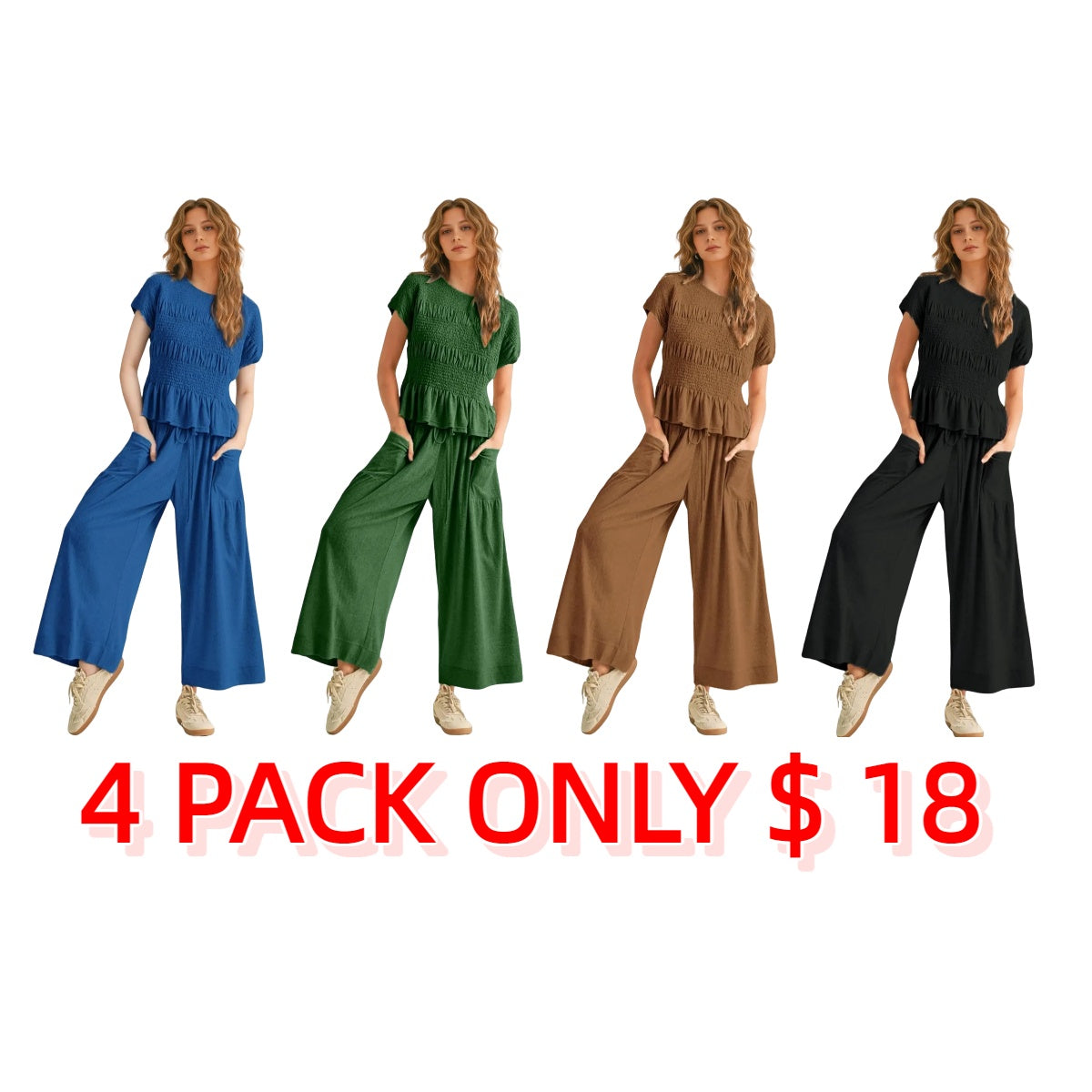 Women’s 2-Piece Smocked Top & Wide