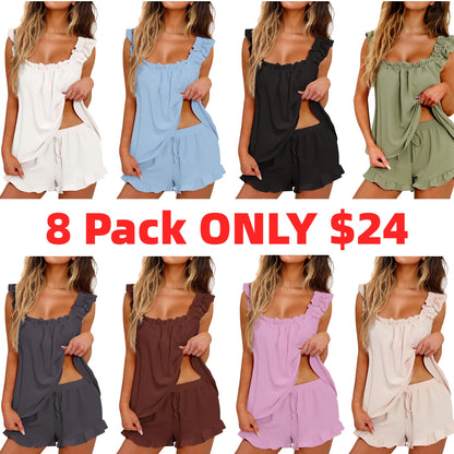 Womens Soft Tank Top and Shorts Sleepwear Set